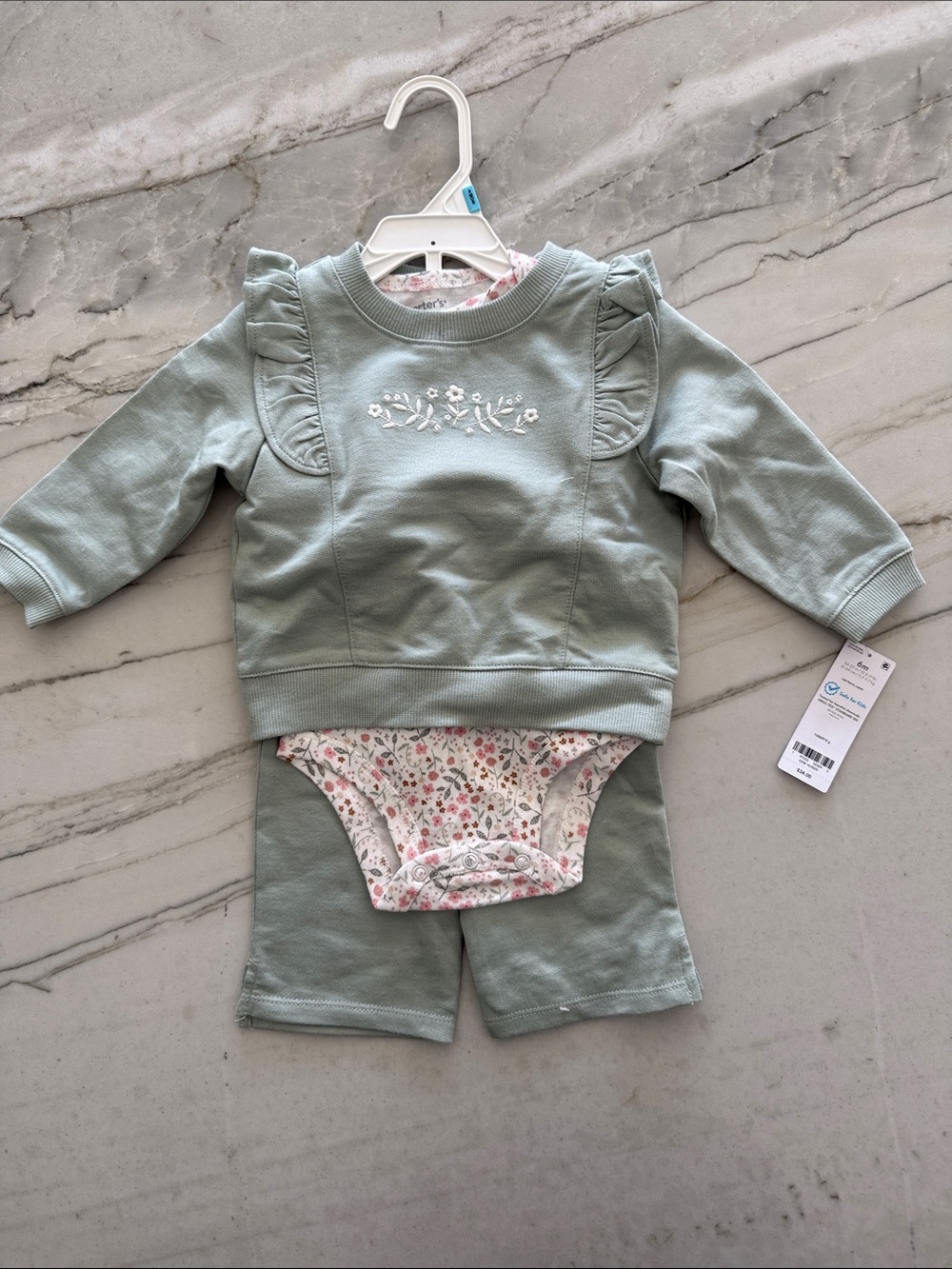 Carter's Sage Ruffle Shoulder Sweatshirt and Pants Set